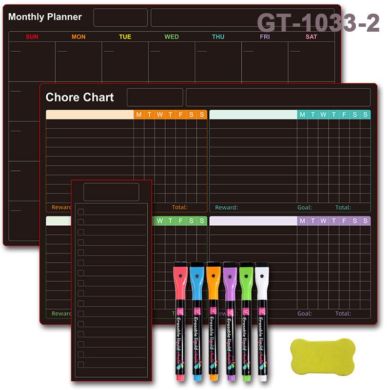 🗓️ Magnetic Dry-Erase Fridge Calendar Set – Family Planner & Grocery List