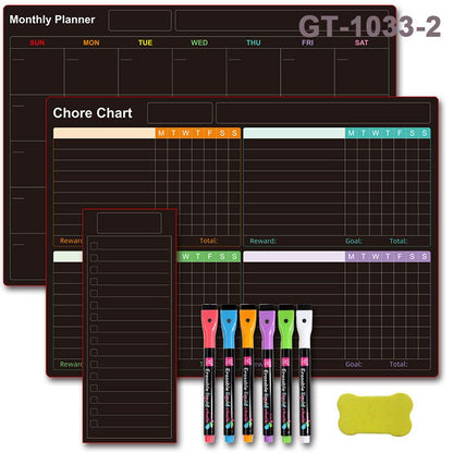 🗓️ Magnetic Dry-Erase Fridge Calendar Set – Family Planner & Grocery List