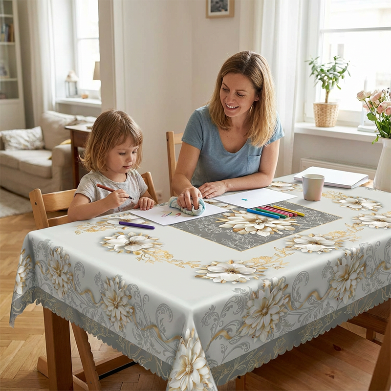 ⏳Limited-time 50% off⏰Elegant Waterproof Embossed Floral Tablecloth💮