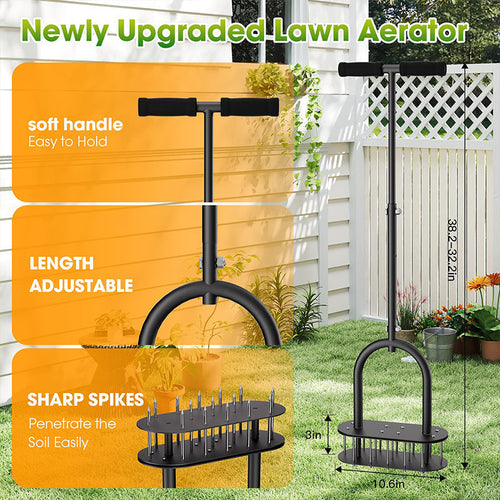🌱 Heavy-Duty Carbon Steel Manual Lawn Aerator with Spring Ejection 🚜