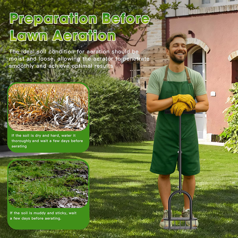 🌱 Heavy-Duty Carbon Steel Manual Lawn Aerator with Spring Ejection 🚜