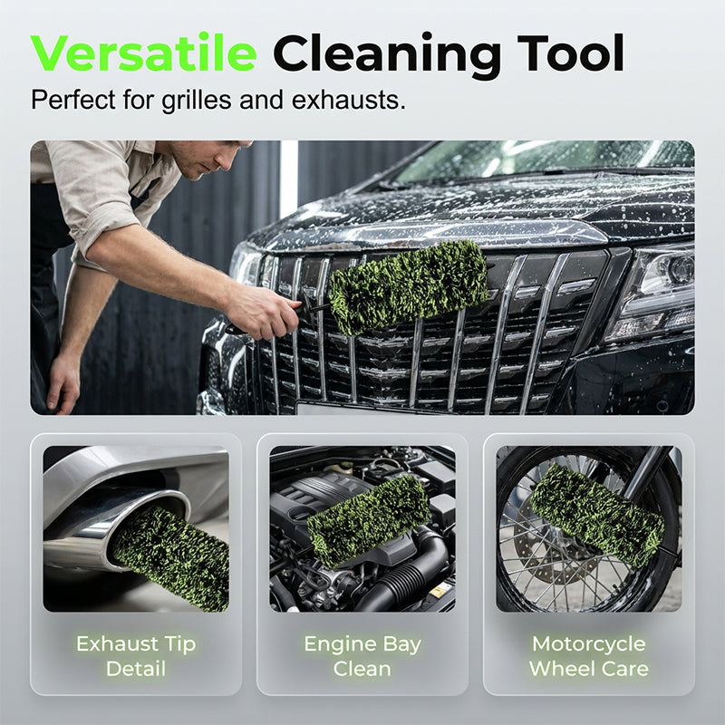 🧼Wheel Barrel Cleaning Brush – Deep Reach Microfiber for Rims, Calipers & Engine Bay – Scratch-Free Soft Bristles, Ergonomic Grip + Knuckle Guard – Includes Storage Box