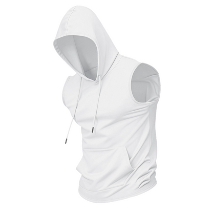 Men's Sleeveless Hooded Workout Top | Moisture-Wicking Athletic Tank with Pocket
