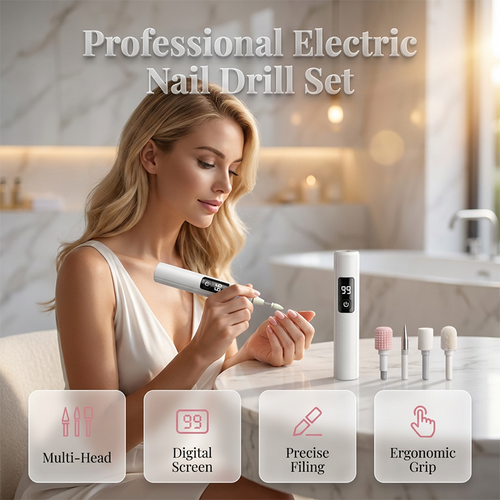 🔥49% OFF Professional Electric Nail Drill Machine, Portable Electric Nail Polisher with 4 Nail Drill Bits