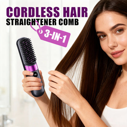 💇‍♀️✨3-in-1 Cordless Hair Straightener Comb – Style Anywhere, Anytime