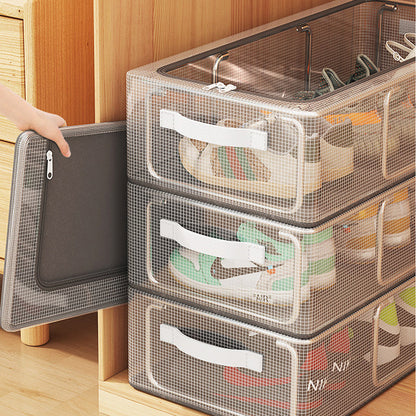 👟 Foldable Clear Shoe Storage Box – Stackable Shoe Organizer