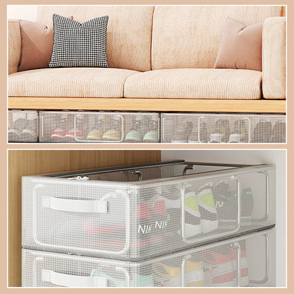 👟 Foldable Clear Shoe Storage Box – Stackable Shoe Organizer