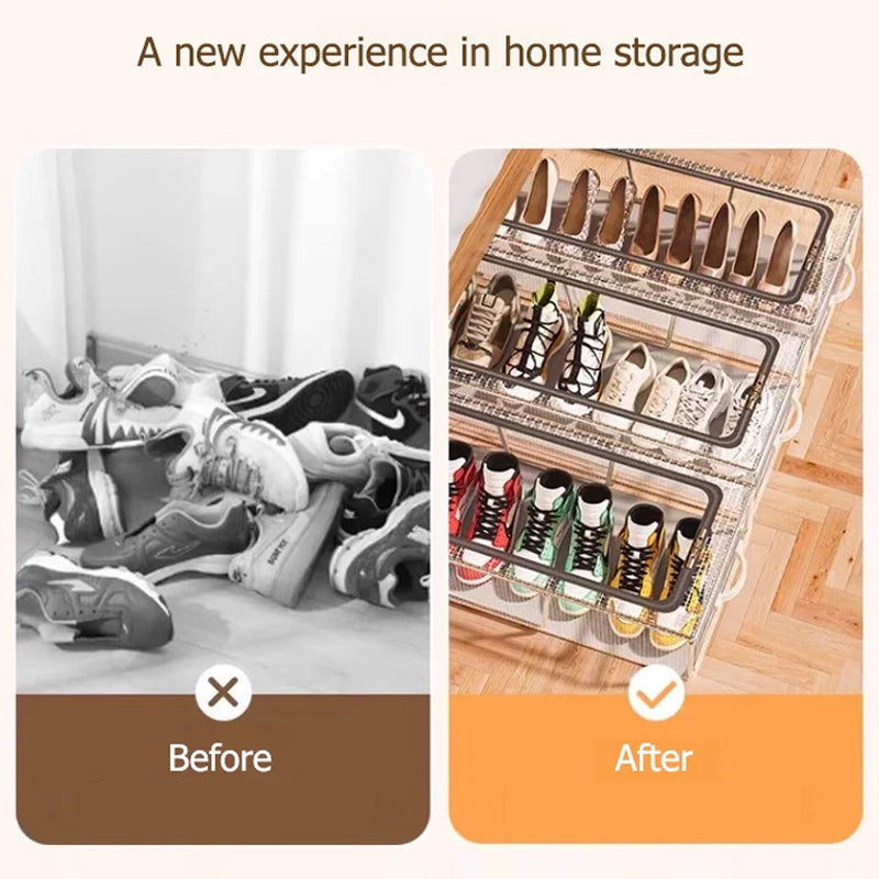 👟 Foldable Clear Shoe Storage Box – Stackable Shoe Organizer