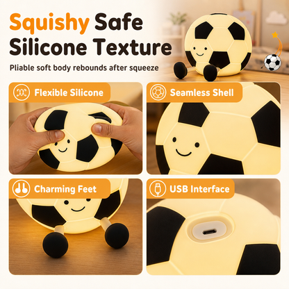⚽ Cute Soccer Silicone Tap Night Light Soft LED Lamp 💡