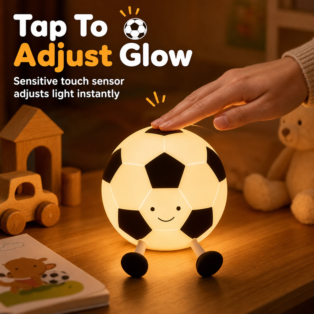 ⚽ Cute Soccer Silicone Tap Night Light Soft LED Lamp 💡