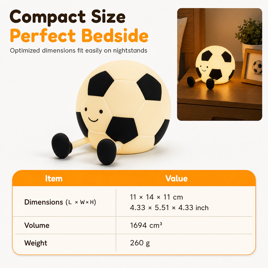 ⚽ Cute Soccer Silicone Tap Night Light Soft LED Lamp 💡