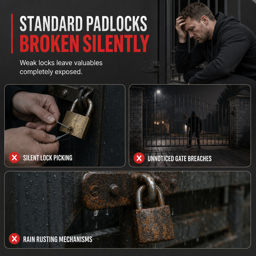 🔒 Heavy Duty 110dB Alarm Padlock Waterproof Lock 🚨