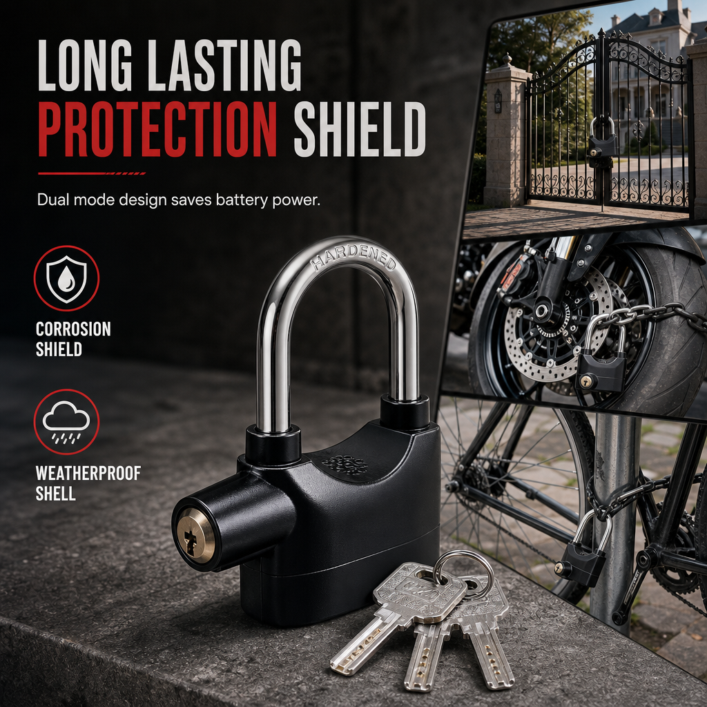 🔒 Heavy Duty 110dB Alarm Padlock Waterproof Lock 🚨