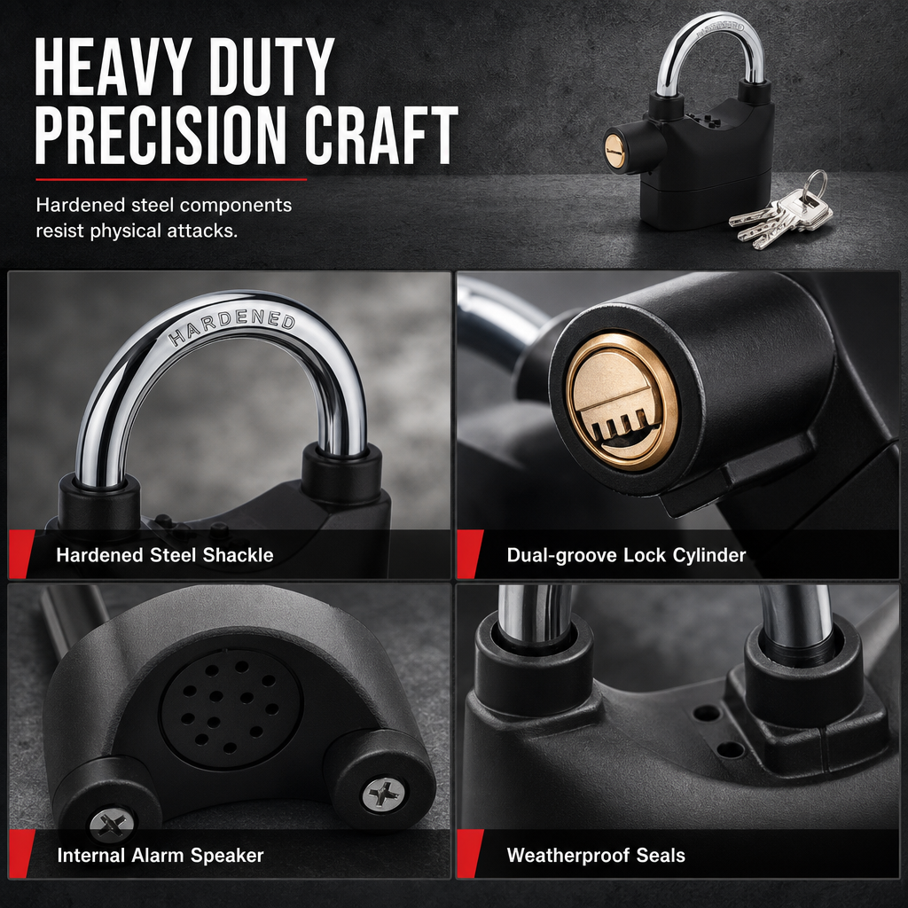 🔒 Heavy Duty 110dB Alarm Padlock Waterproof Lock 🚨