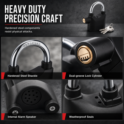 🔒 Heavy Duty 110dB Alarm Padlock Waterproof Lock 🚨