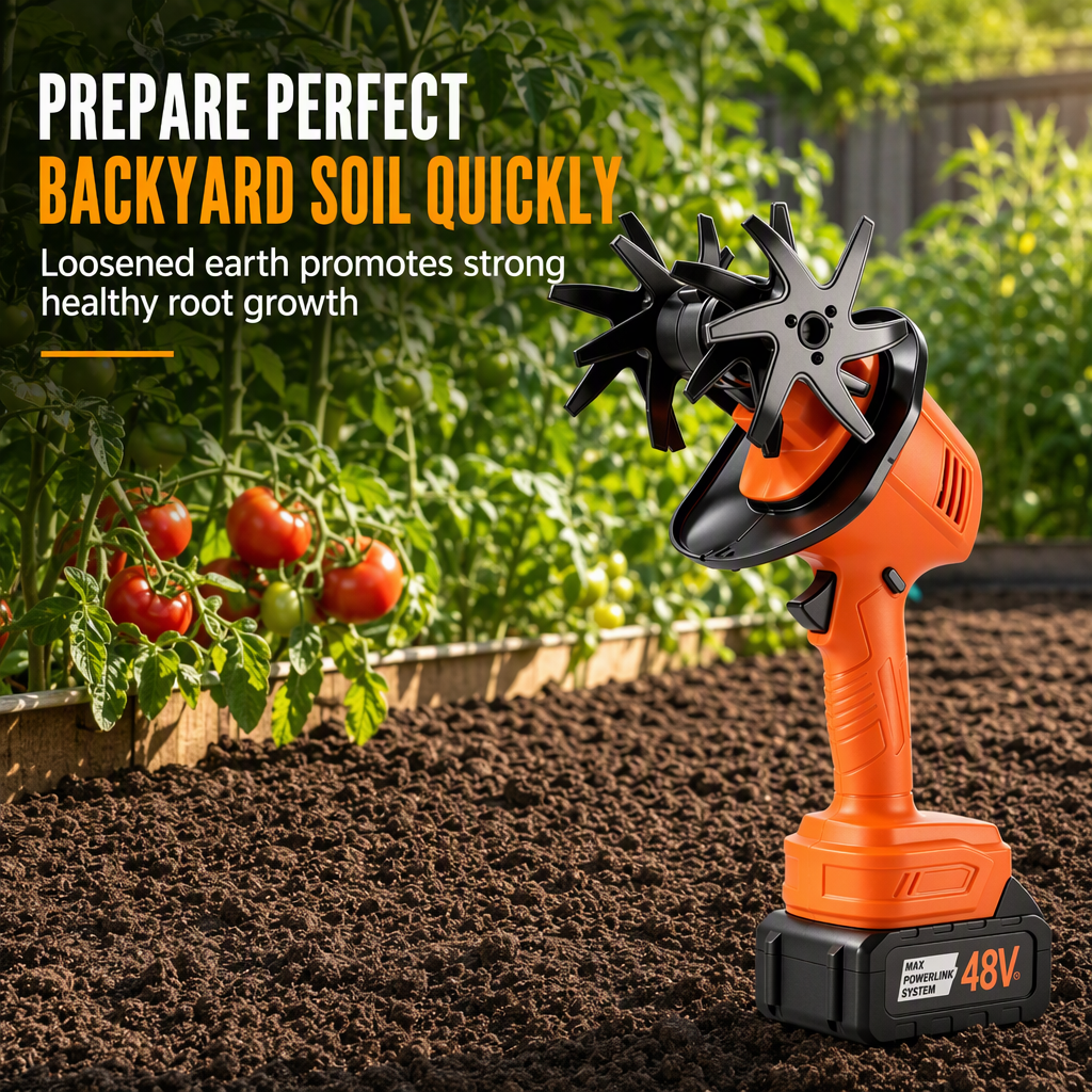 🌱 Cordless Electric Handheld Garden Tiller - Battery Powered Soil Cultivator 🌿