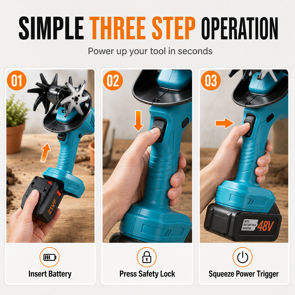 🌱 Cordless Electric Handheld Garden Tiller - Battery Powered Soil Cultivator 🌿